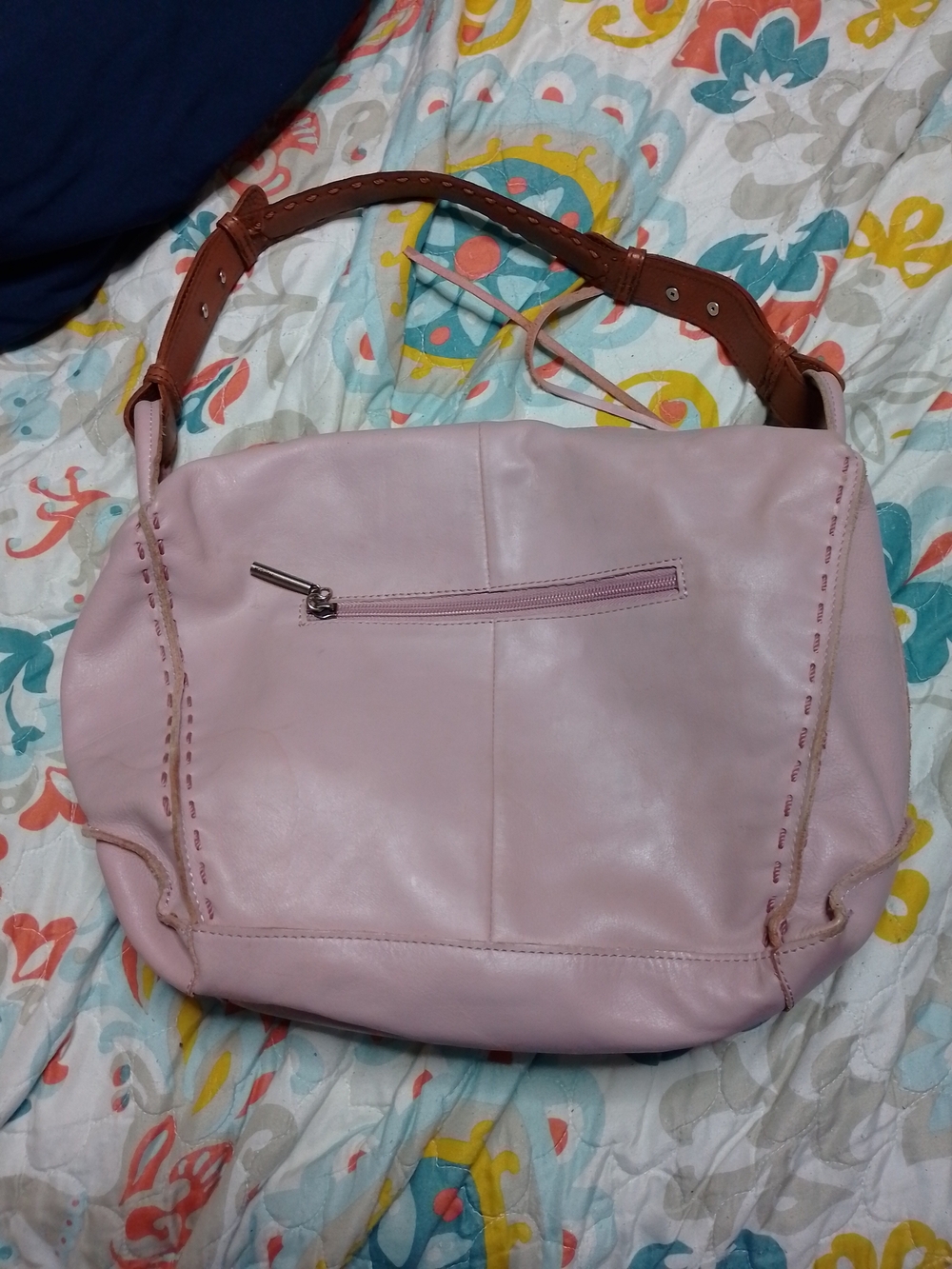 The Sak, Los Felix, Soft Pink Leather Shoulder Bag with Brown Strap